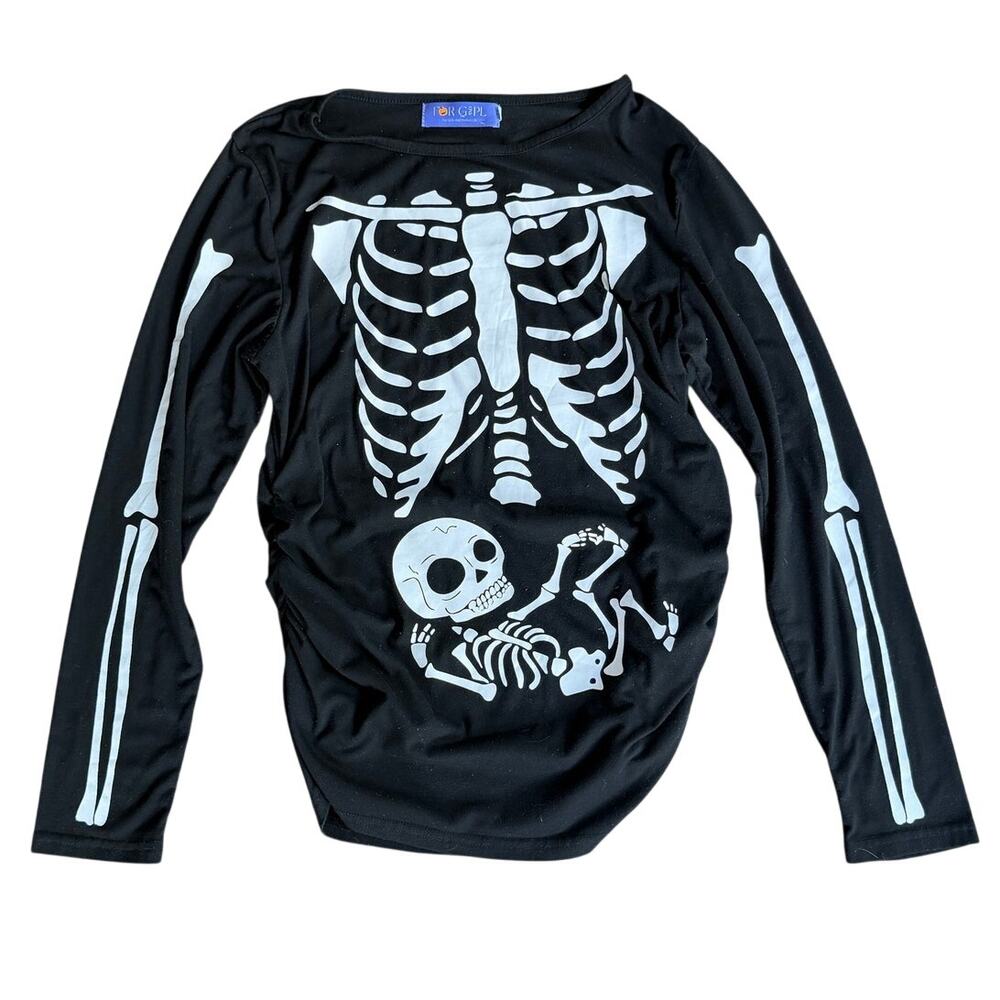 For G and PL Maternity Skeleton Baby Halloween Shirt Sz Med